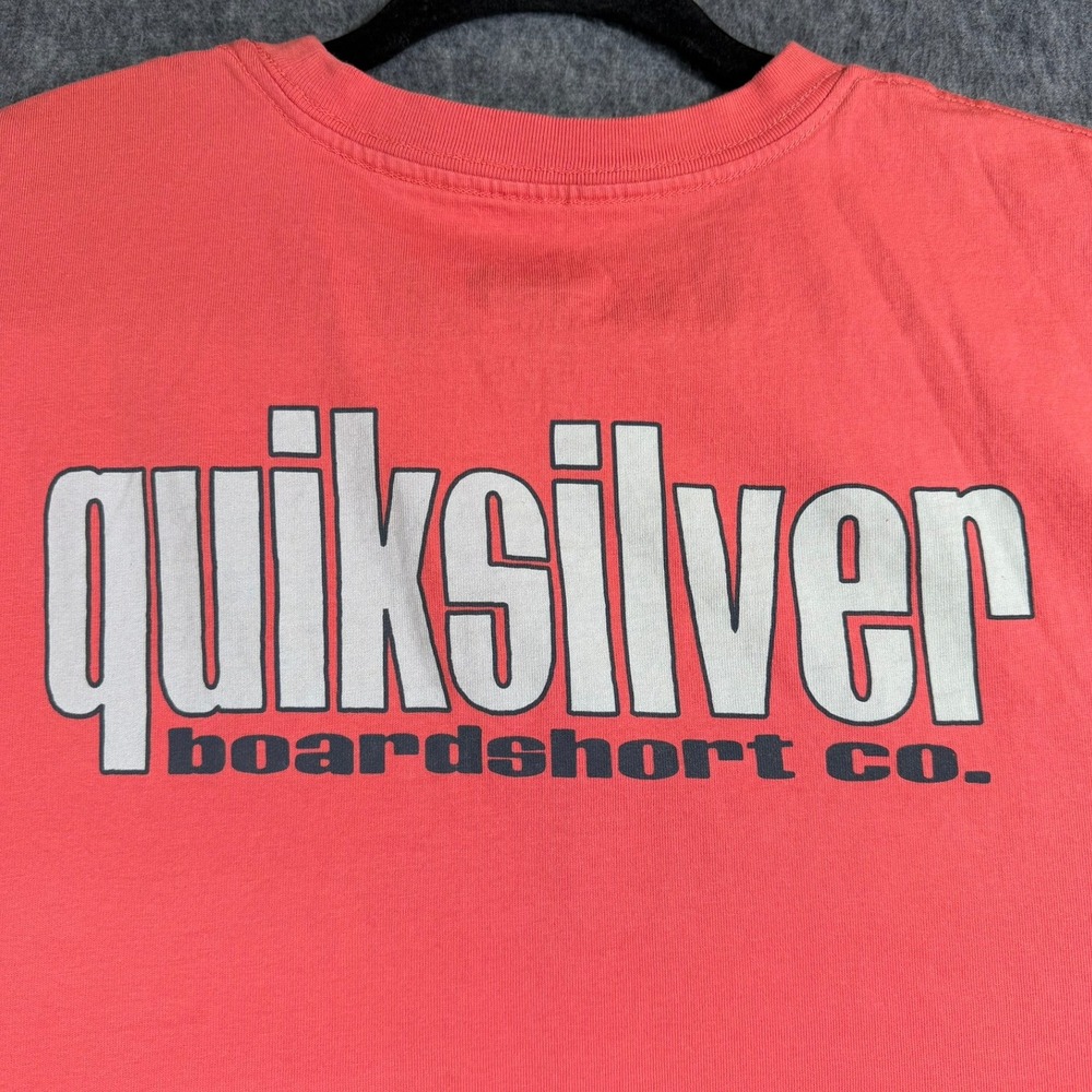 Quiksilver T-Shirt Mens Large Coral Quiksilver Boardshort Co Graphic Regular Fit - Picture 2 of 7